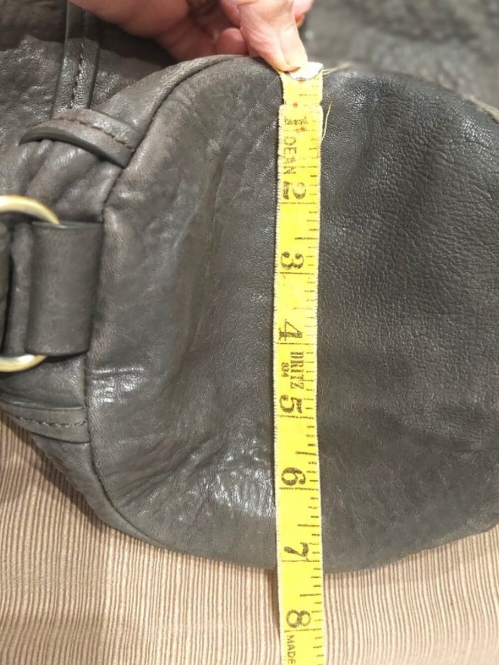 All You Need Comes With Me Genuine Leather Crossbody Shoulder Bag Gray Large - Picture 5 of 8